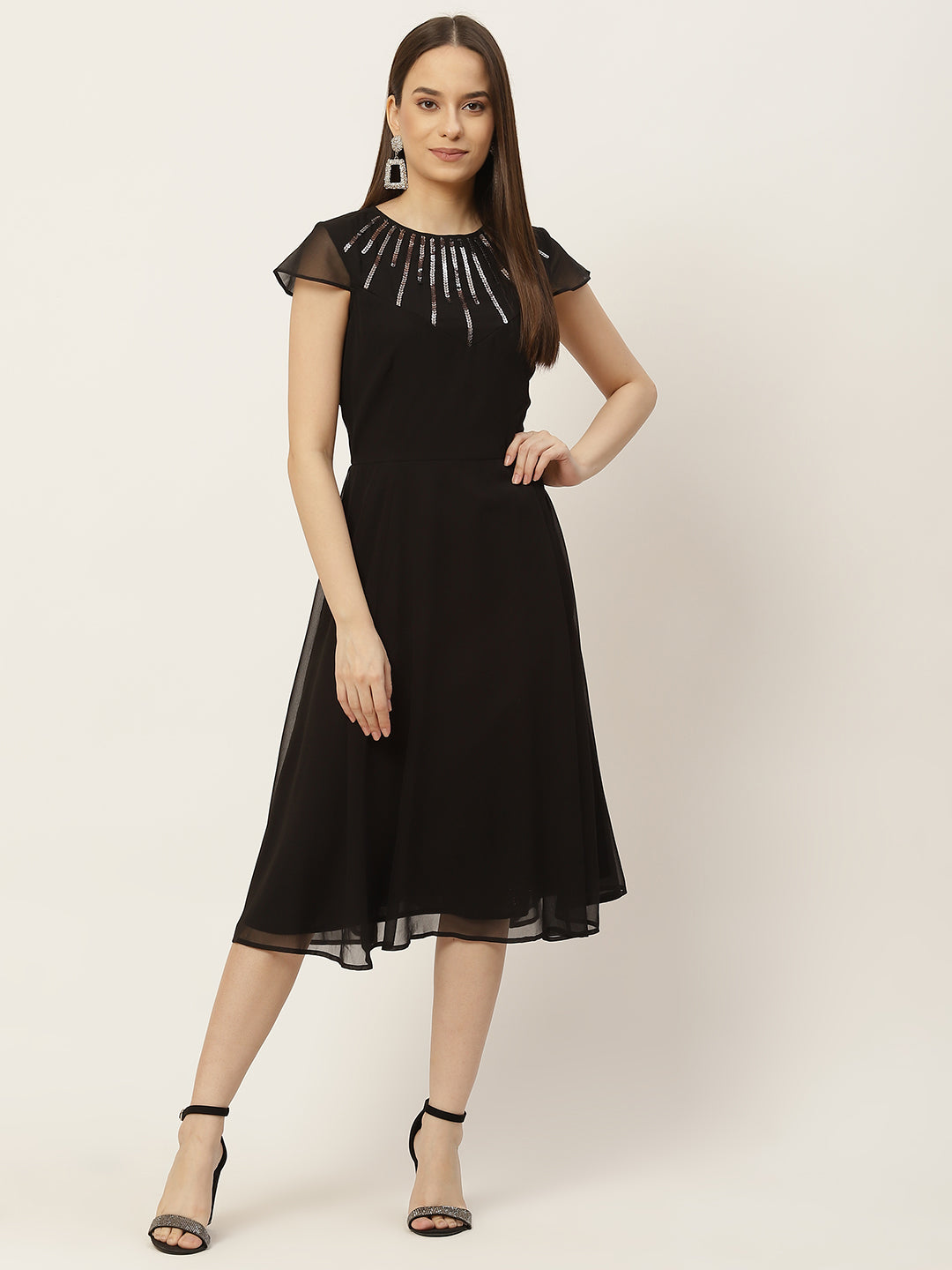 Women A-line Black Dress