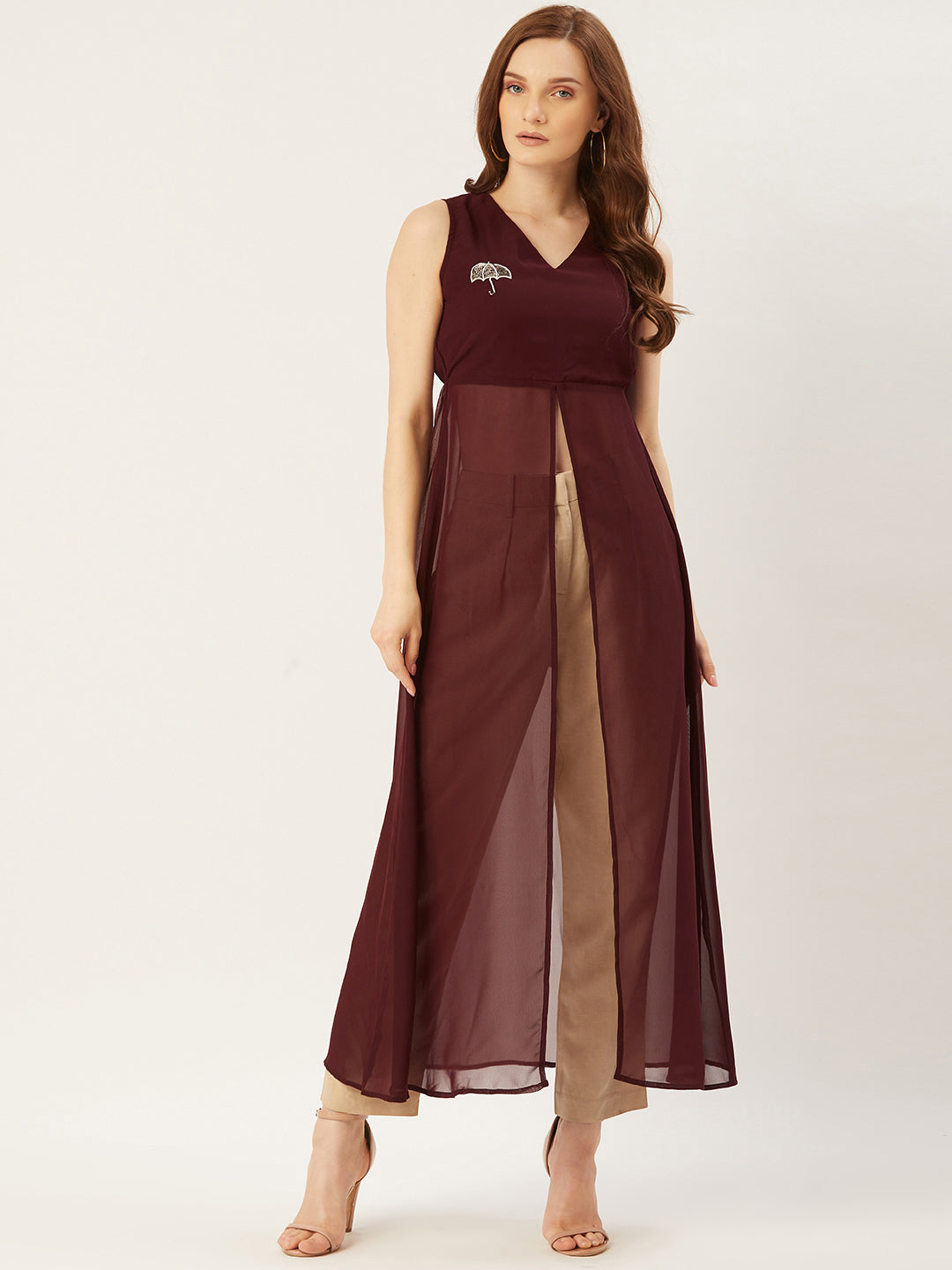 Solid Maxi Dress With Front Slit