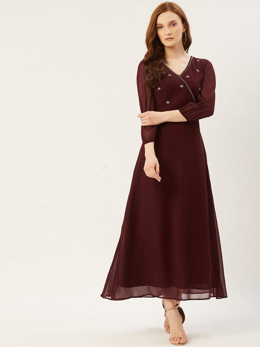 Women A-Line Maroon Dress