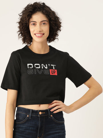Slenor Women Graphic Printed Crop T-shirt
