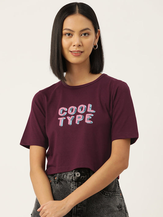 Women Graphic Printed Pure Cotton Crop T-shirt