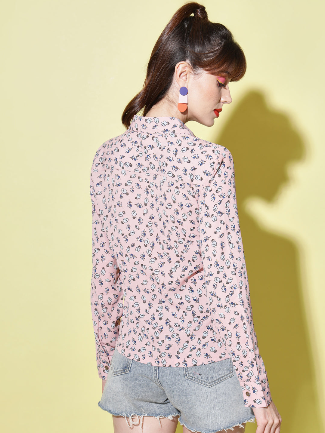 Women Pink Floral Printed Casual Shirt