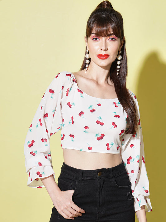 Printed Georgette Crop Top