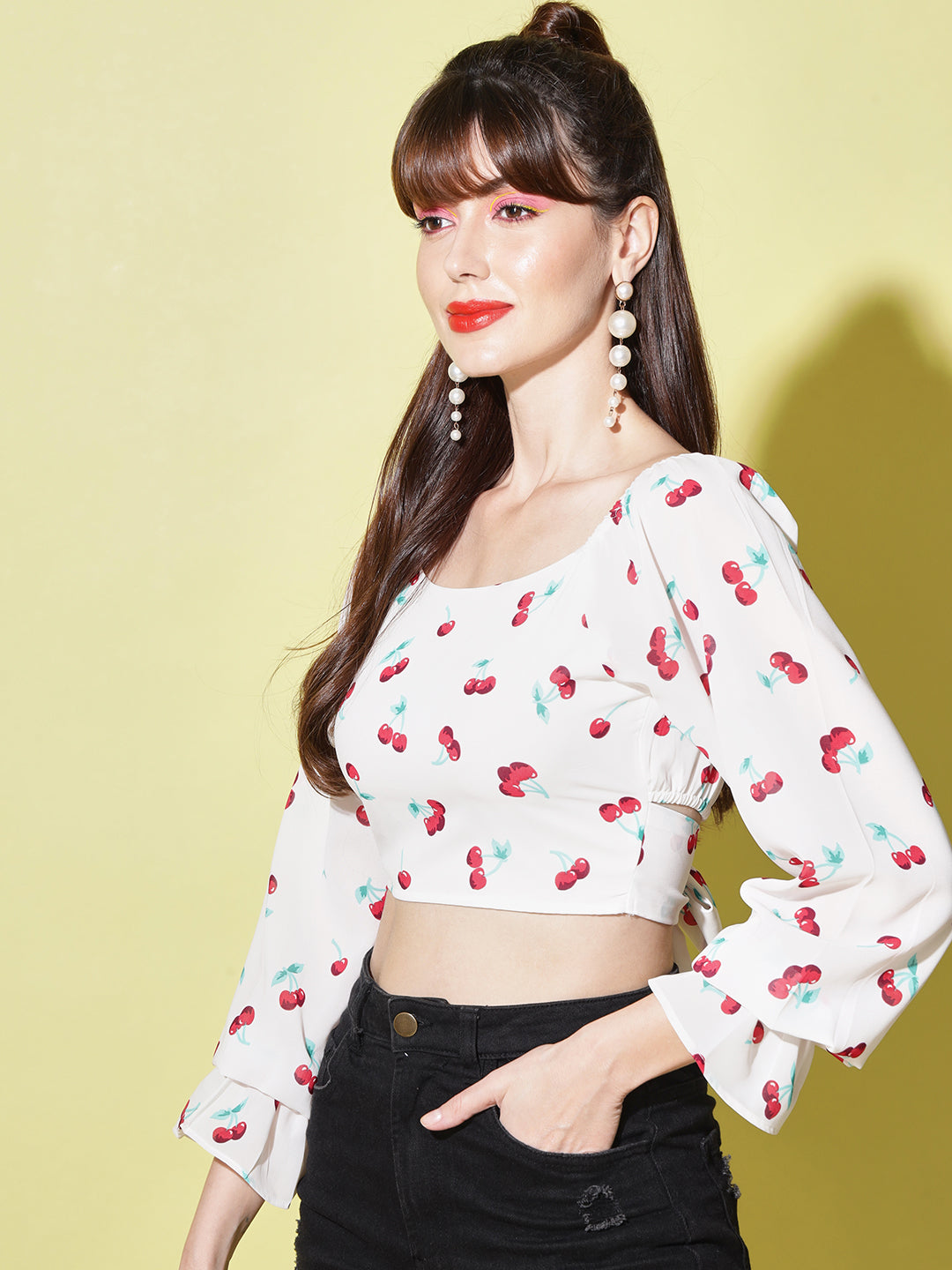 Printed Georgette Crop Top