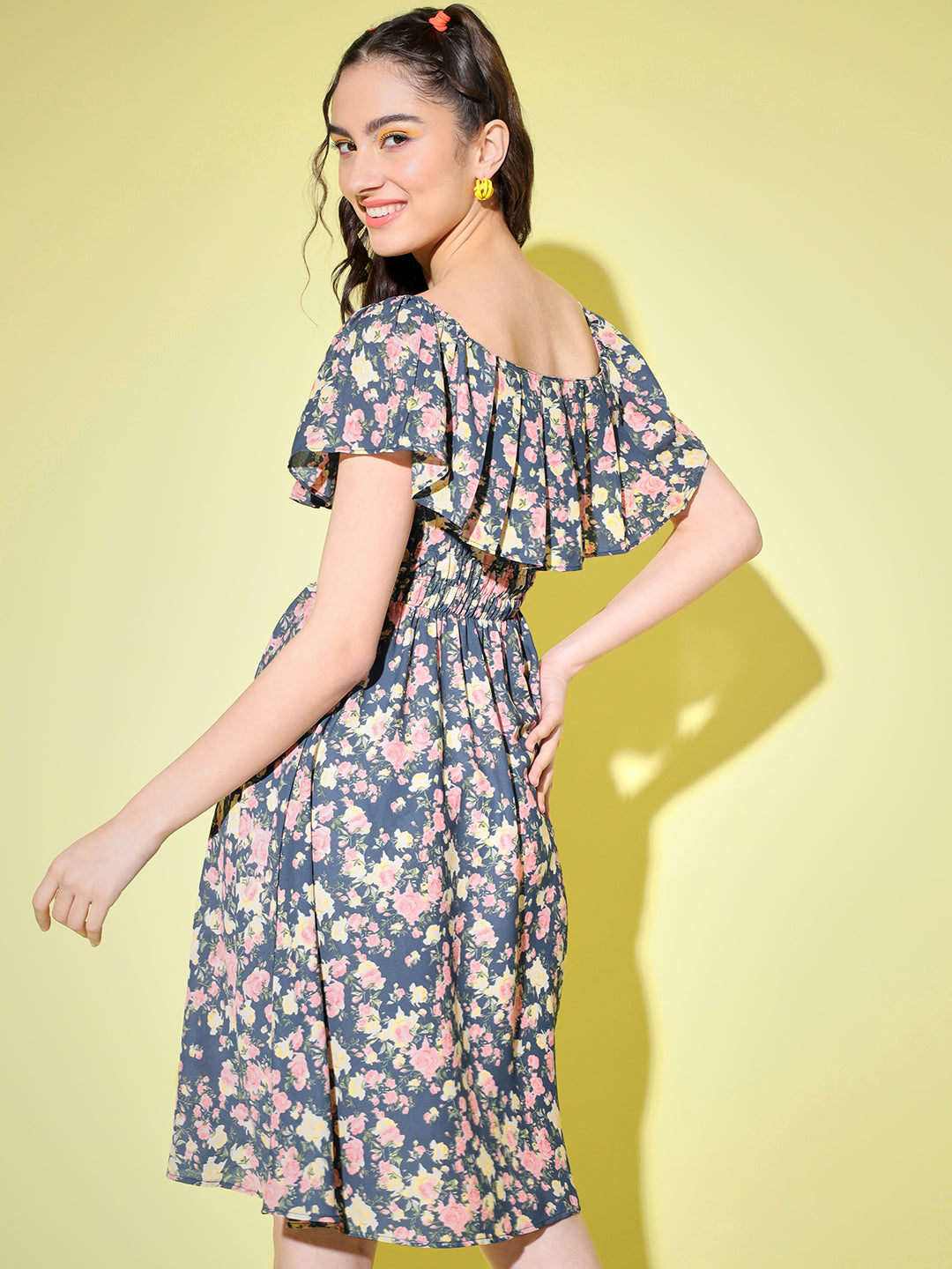 Floral Off-Shoulder Georgette Dress