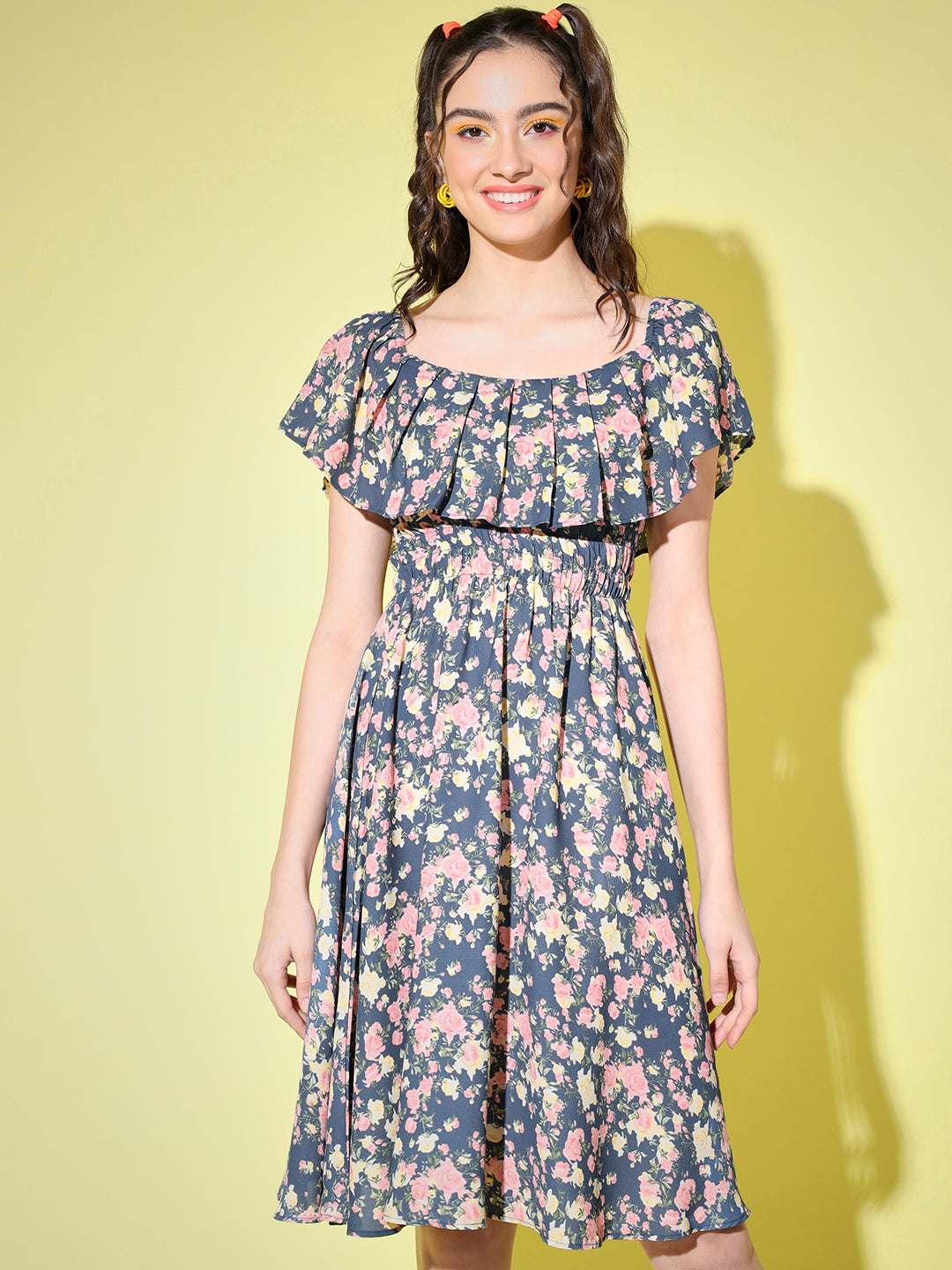 Floral Off-Shoulder Georgette Dress