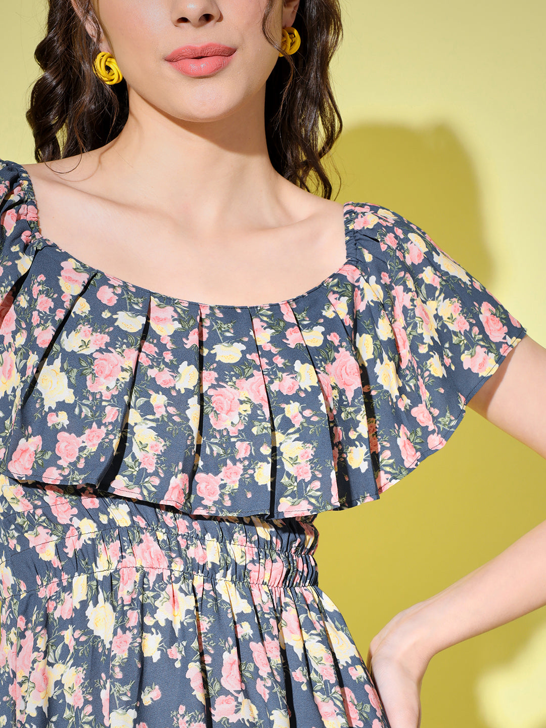 Floral Off-Shoulder Georgette Dress