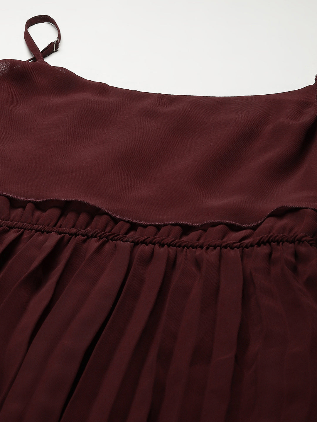 Women A-line Brown Pleated Dress