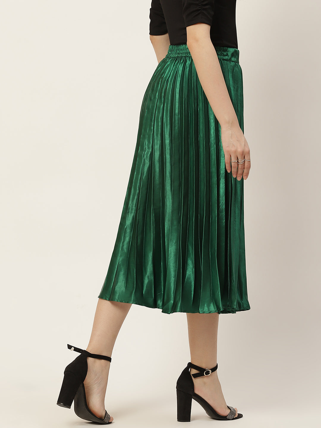 Women Solid Pleated Skirt