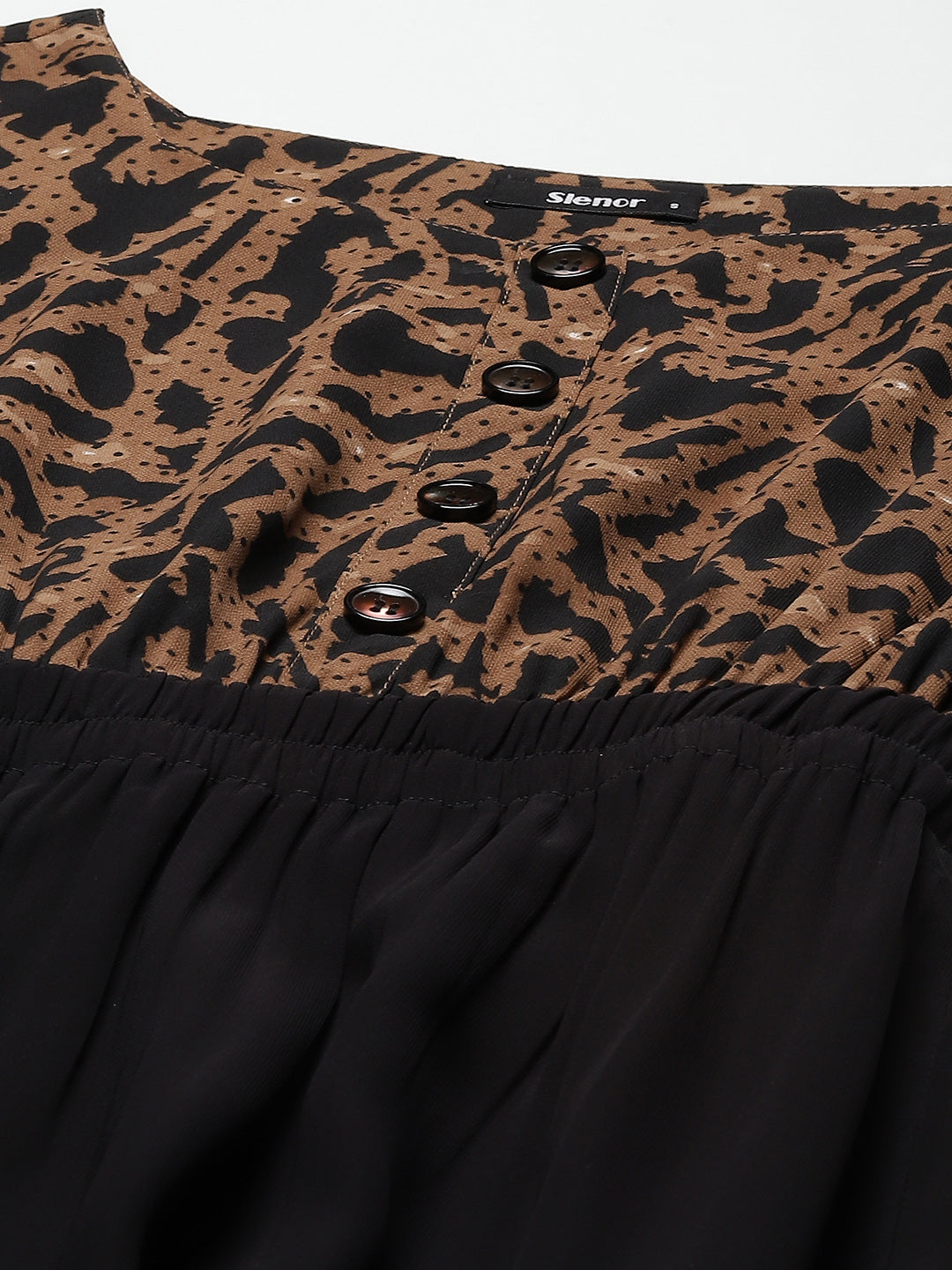 Women Brown and Black Animal Printed Dress