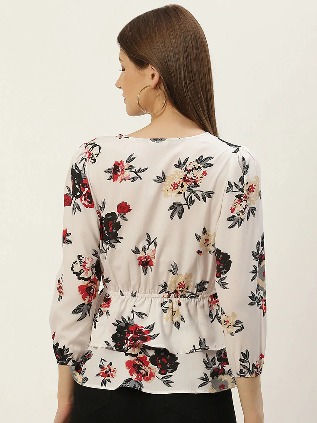 White Floral Printed Top