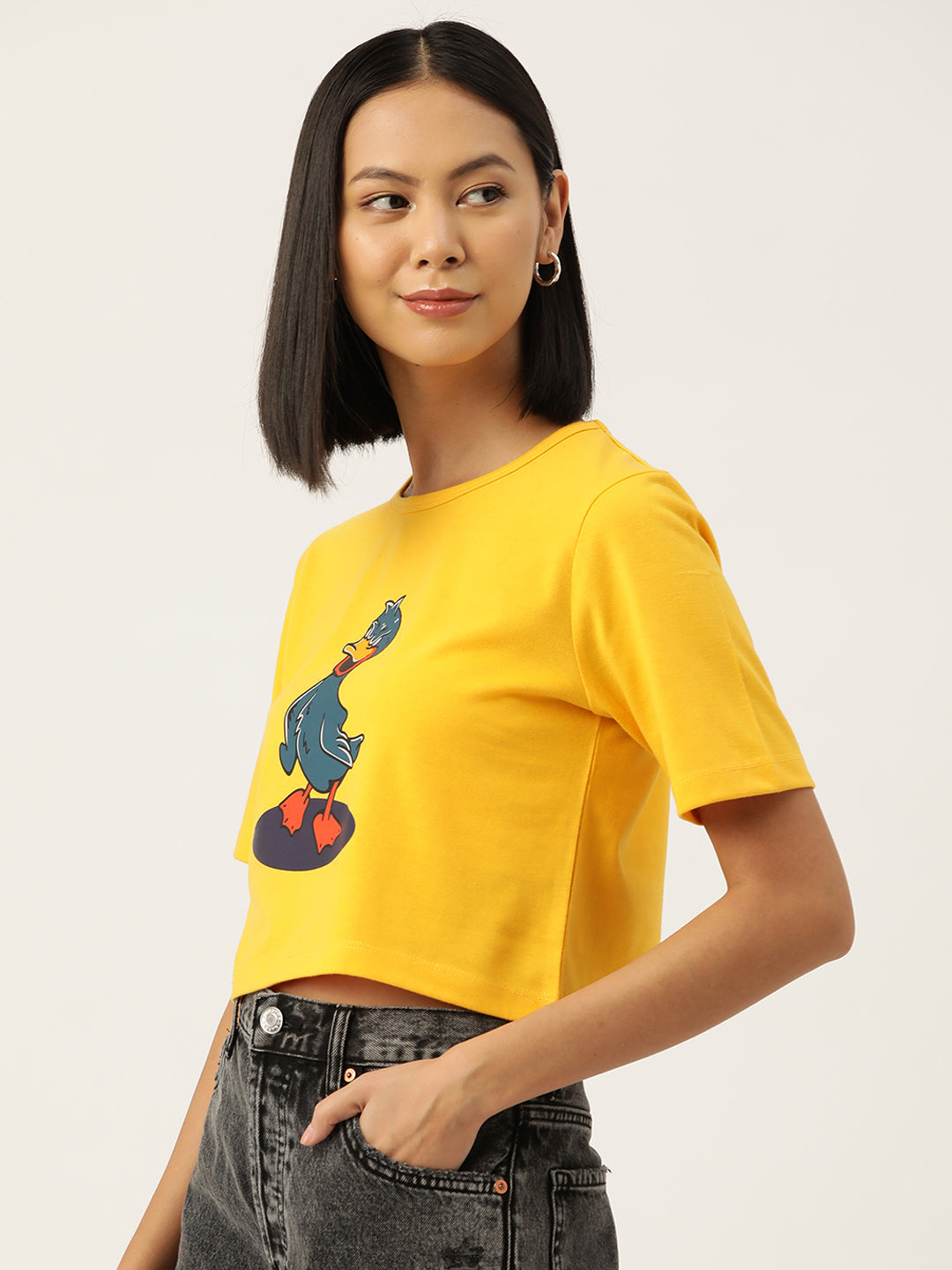 Women Graphic Printed Pure Cotton Crop T-shirt