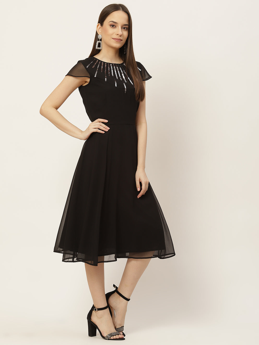 Women A-line Black Dress