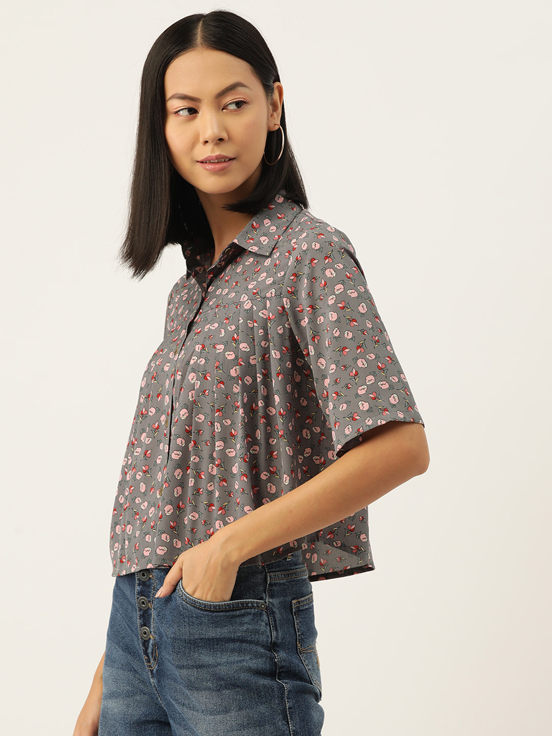 Slenor Women Classic Floral Printed Opaque Casual Shirt