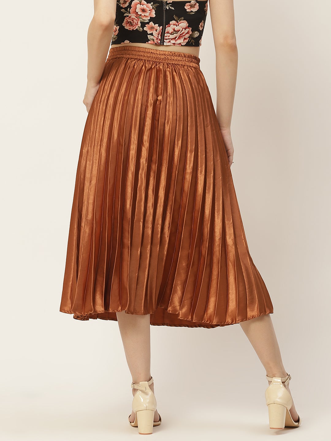 Women Solid Pleated Skirt