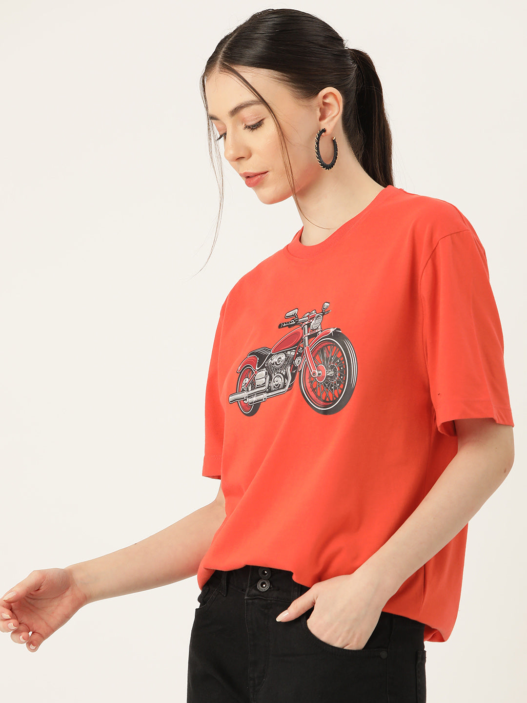 Women Graphic Printed Pure Cotton Long T-shirt