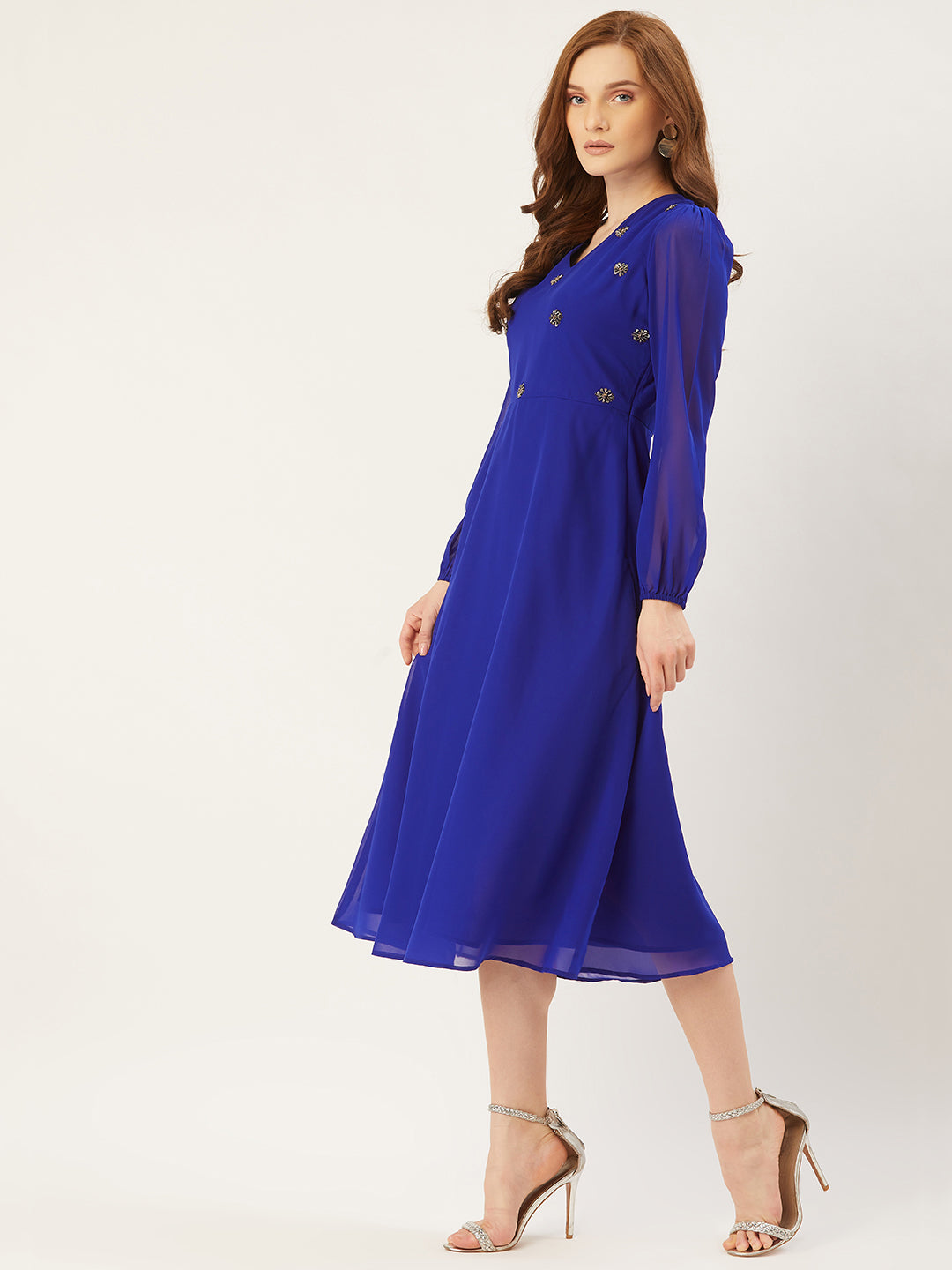 Women A-line Blue Dress