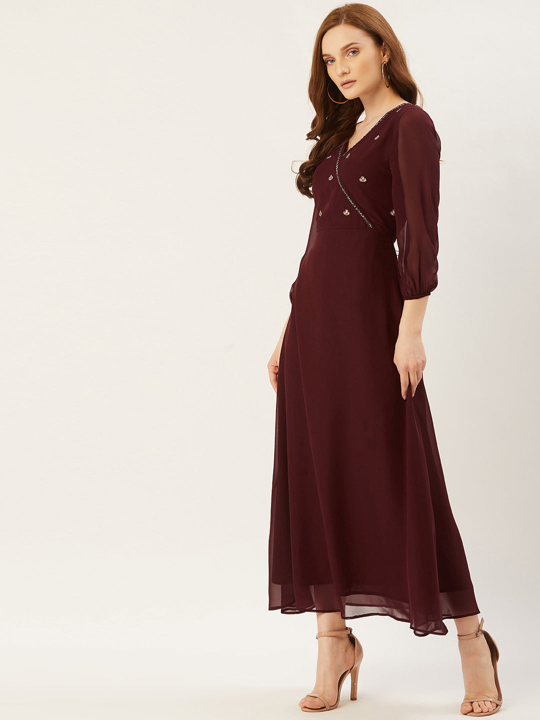 Women A-Line Maroon Dress