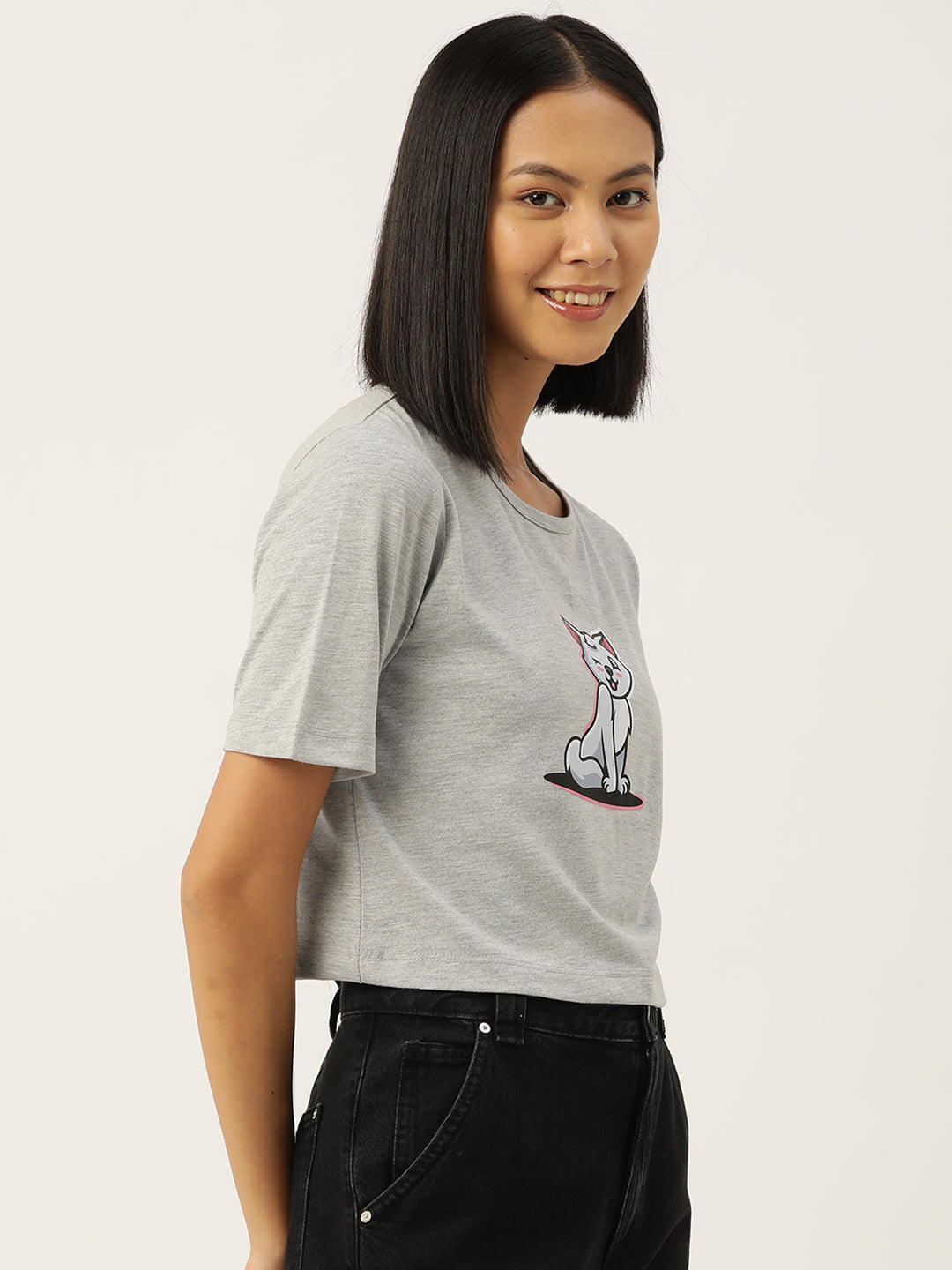 Women Graphic Printed Pure Cotton Crop T-shirt