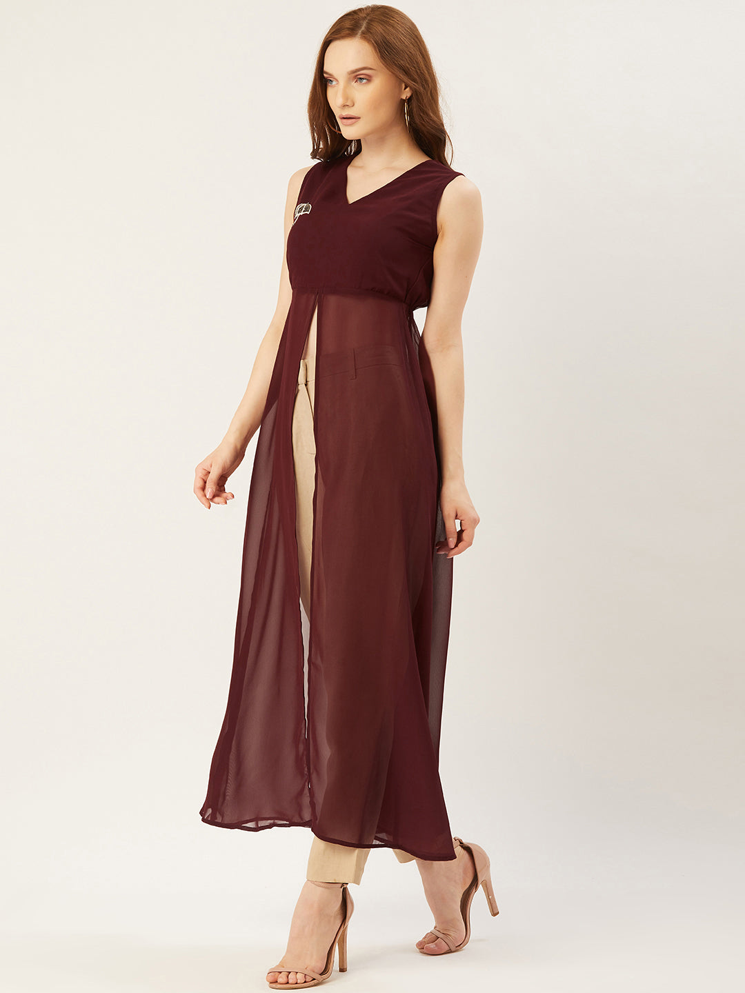 Solid Maxi Dress With Front Slit