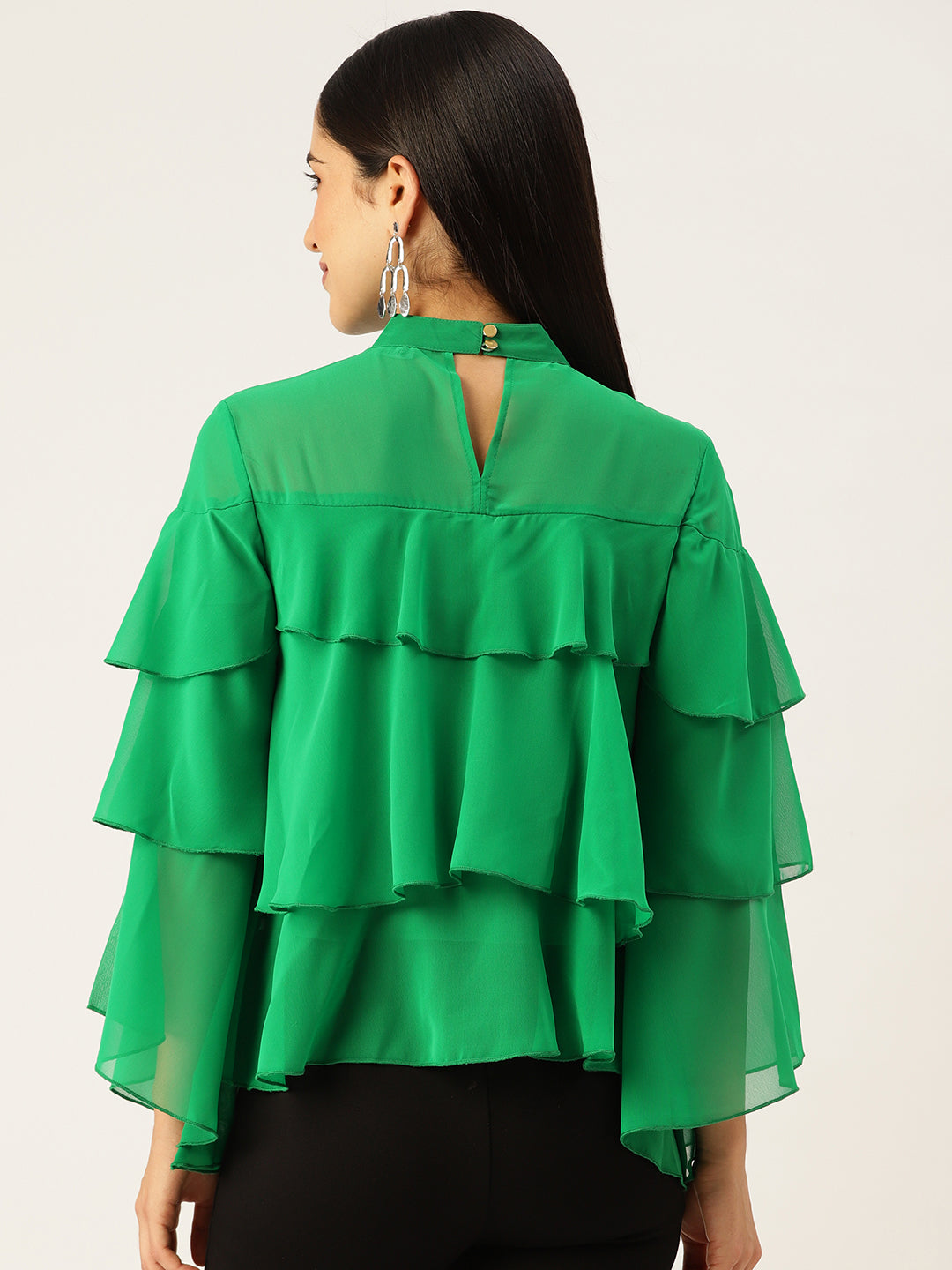 Green Layered Georgette Top