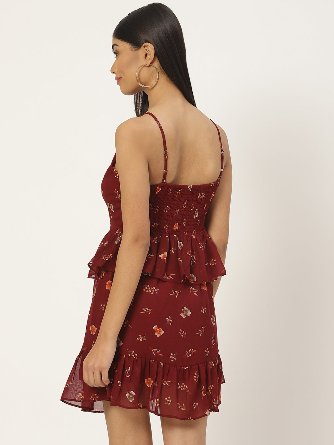 Floral Layered Georgette A-Line Mini Dress