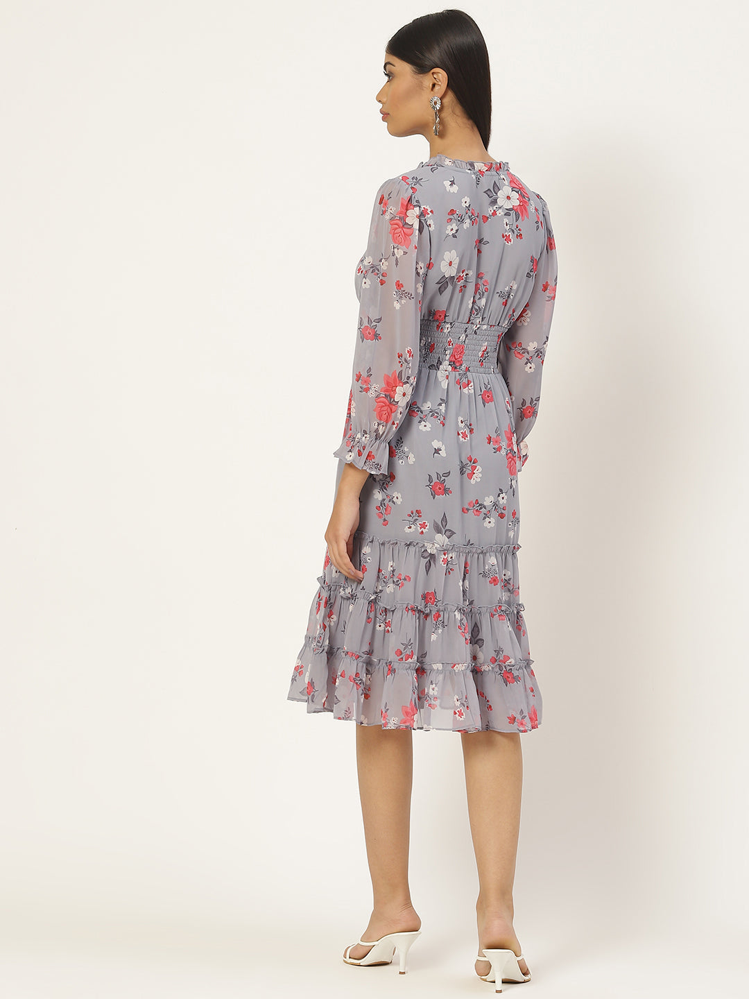 Floral Georgette A-Line Midi Dress