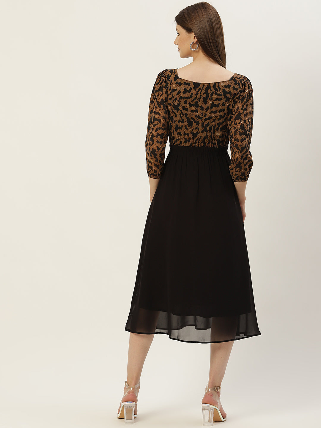 Women Brown and Black Animal Printed Dress