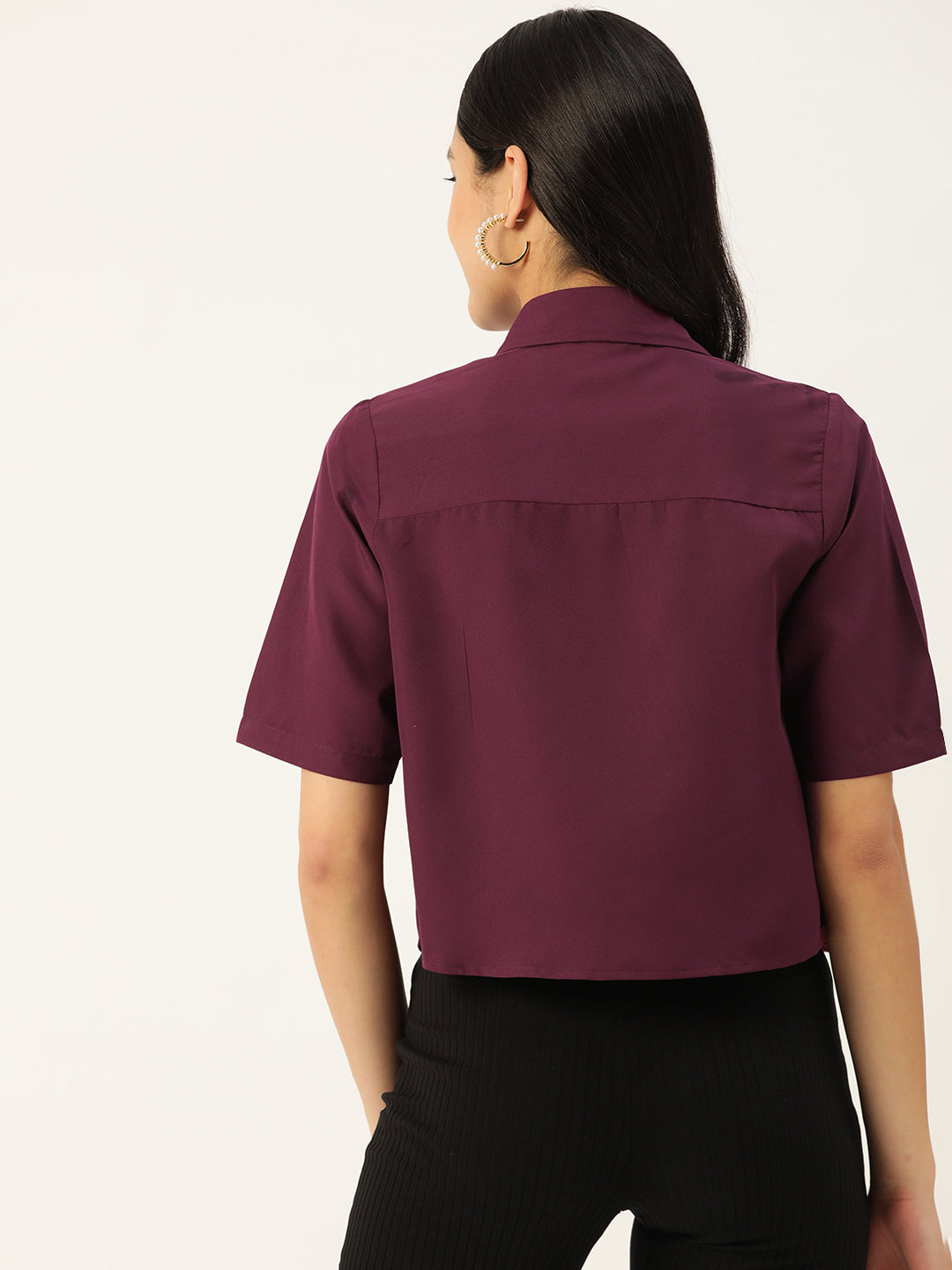 Women Solid Purple Casual Shirt