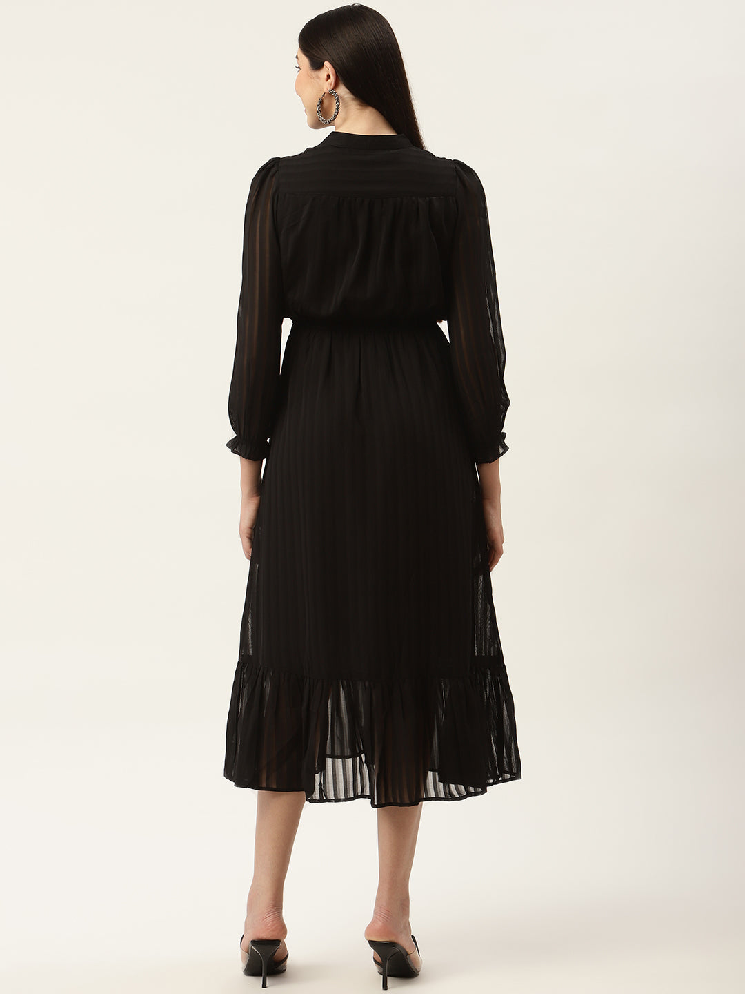 Black Georgette Midi Dress