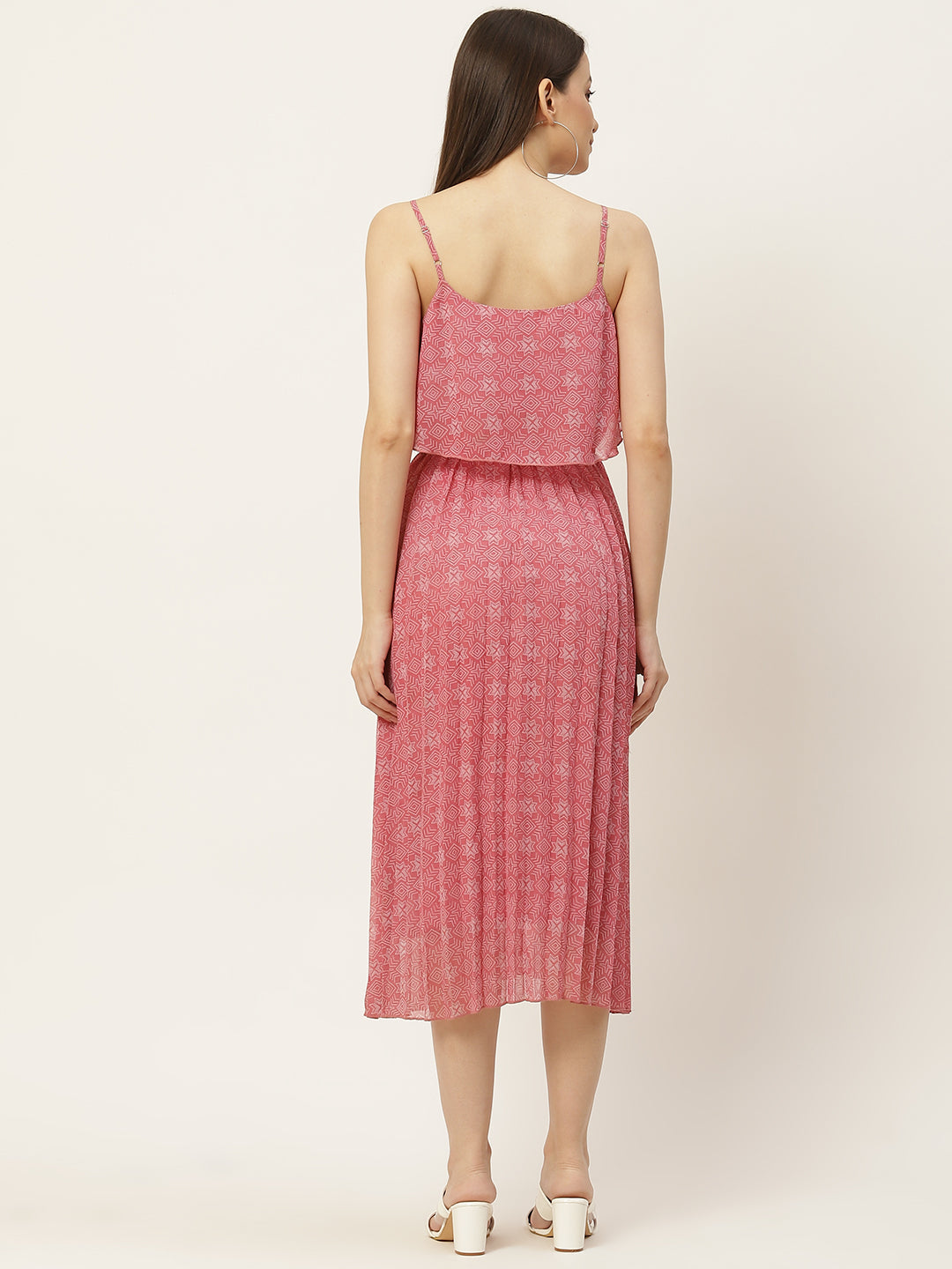 Accordion Pleated Georgette Midi Dress