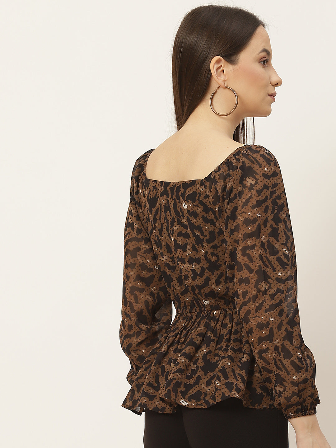 Brown Printed Georgette Top