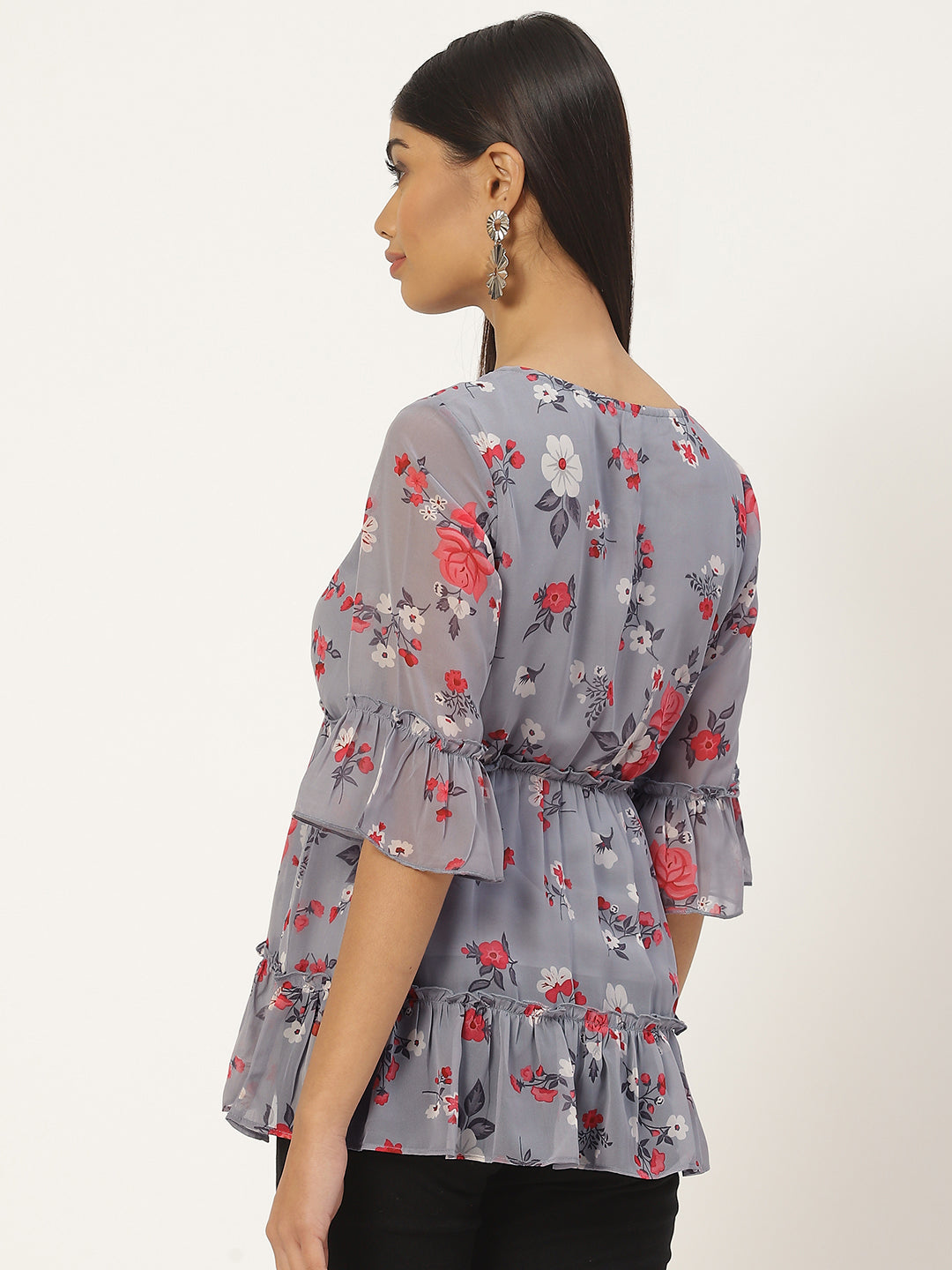Floral Print Georgette Top – Slenor