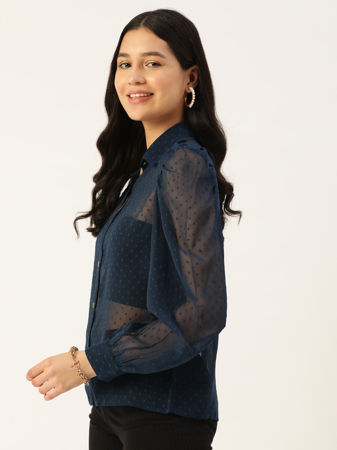 Slenor Sheer Georgette Party Shirt