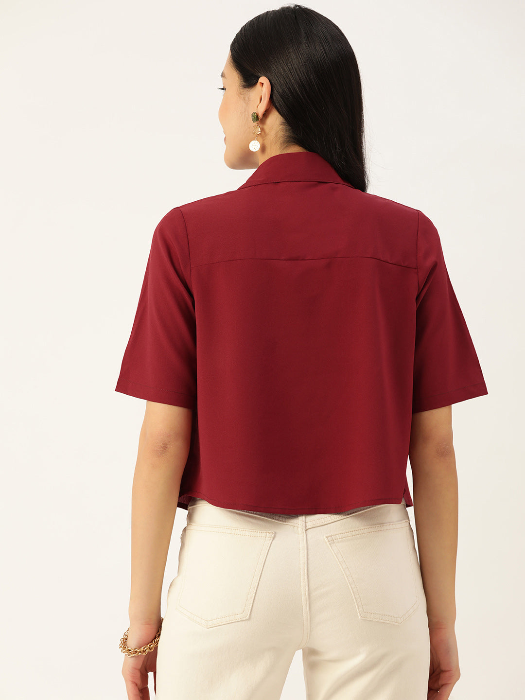 Women Solid Maroon Casual Shirt