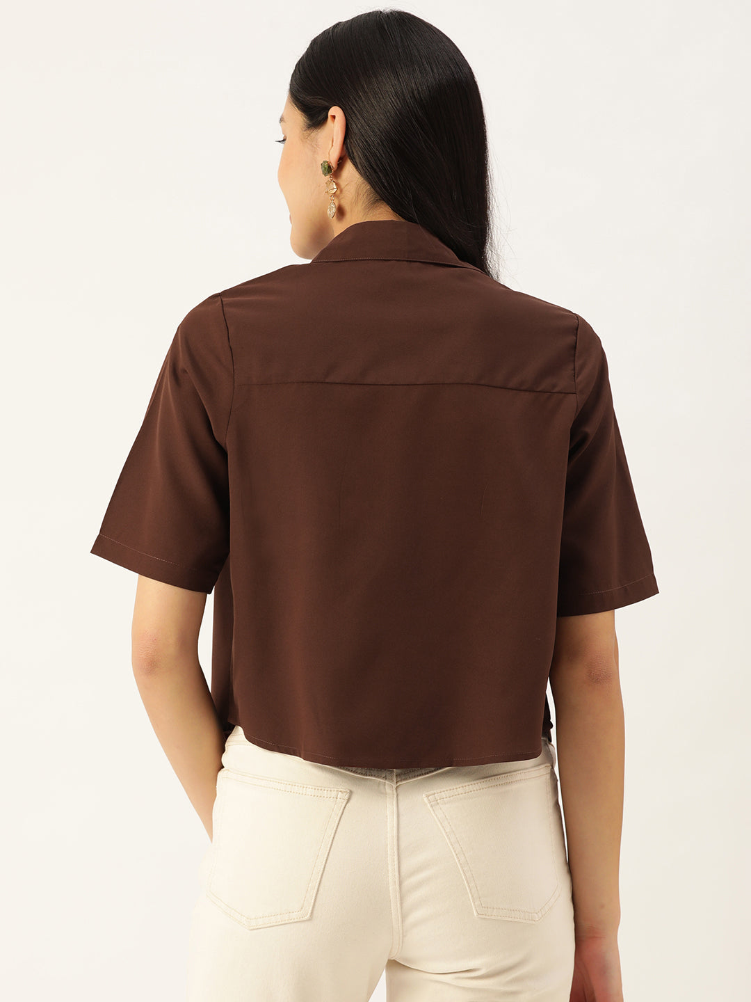 Women Solid Brown Casual Shirt