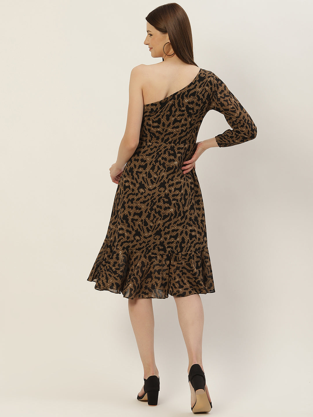 Women Brown and Black Animal Print Dress