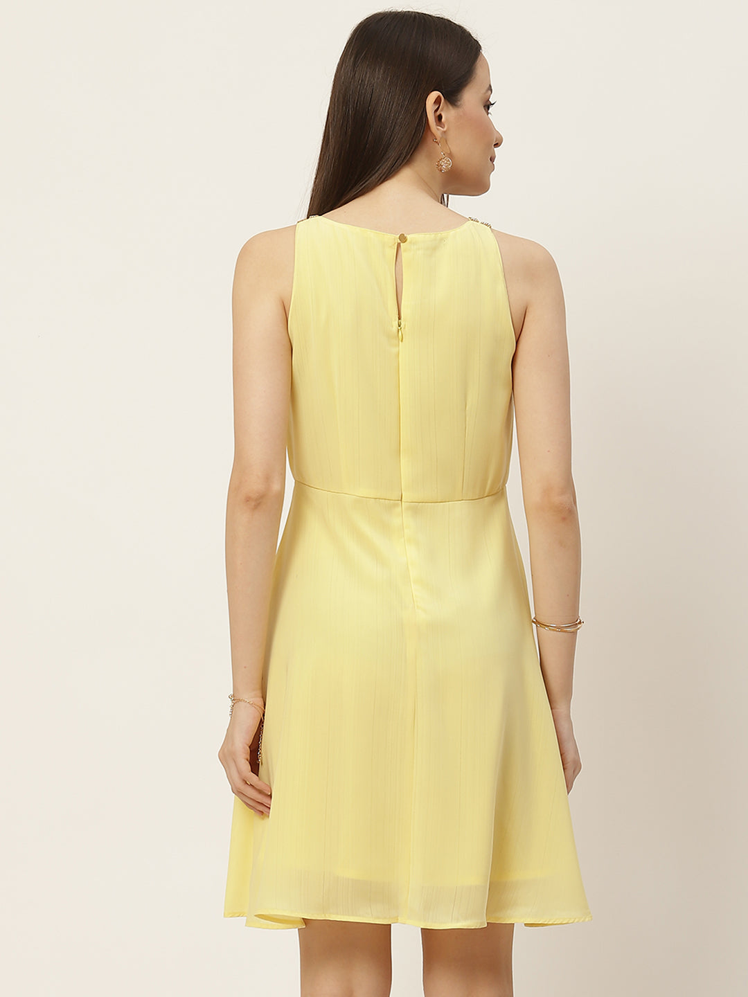 Yellow Georgette A-Line Mini Dress