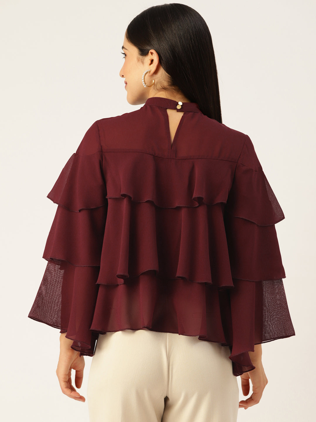 Maroon Layered Georgette Top