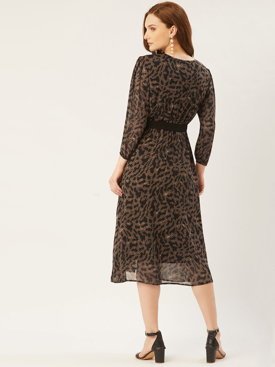 Women A-line Brown Dress