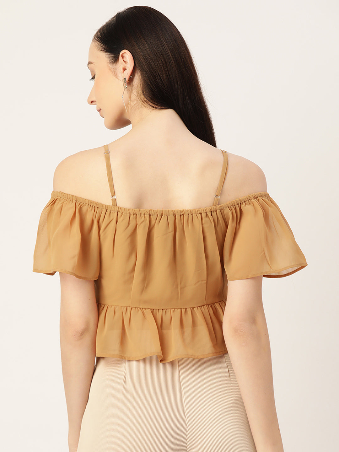 Ruched Georgette Bardot Top