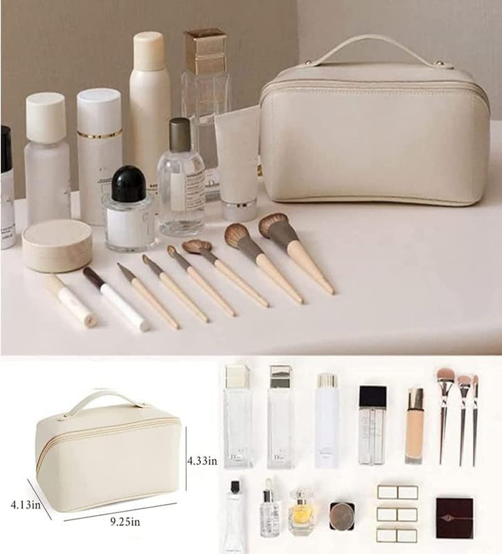 Makeup Bag Leather Cosmetic Bag Women Multifunction Toiletries Organizer Portable Travel Waterproof Storage Case