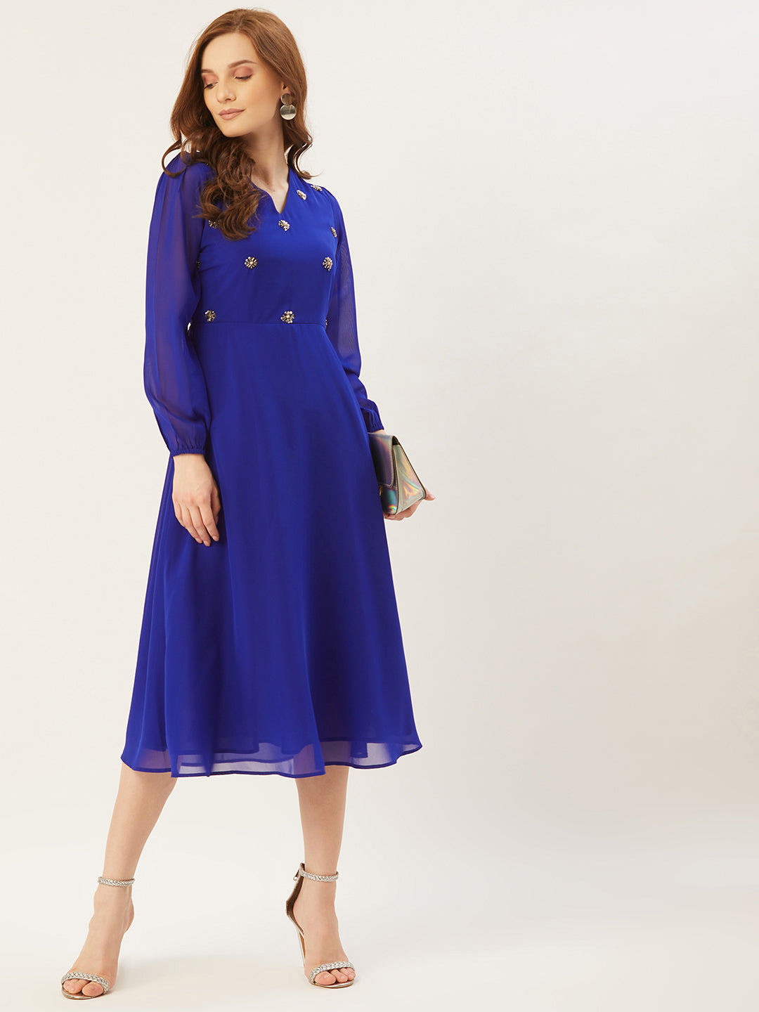 Women A-line Blue Dress