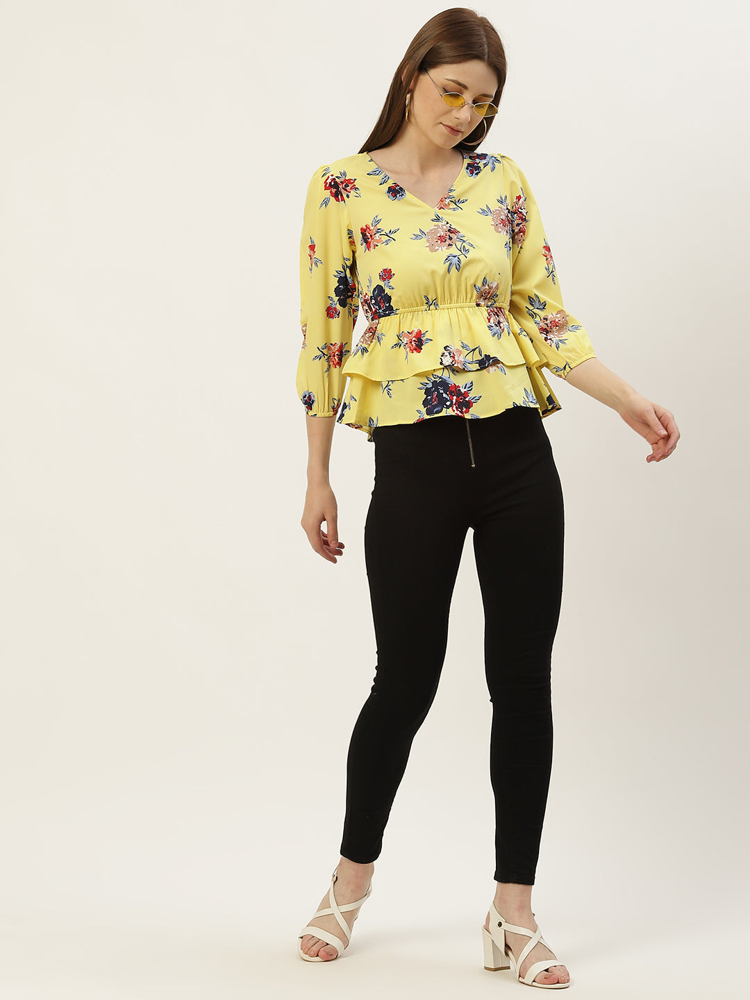 Yellow Floral Printed Top