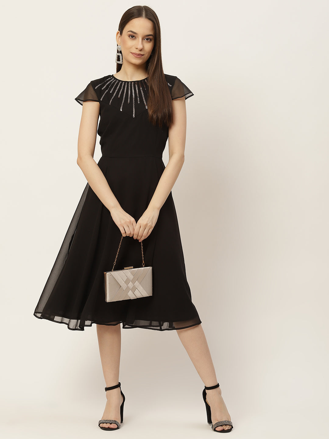 Women A-line Black Dress