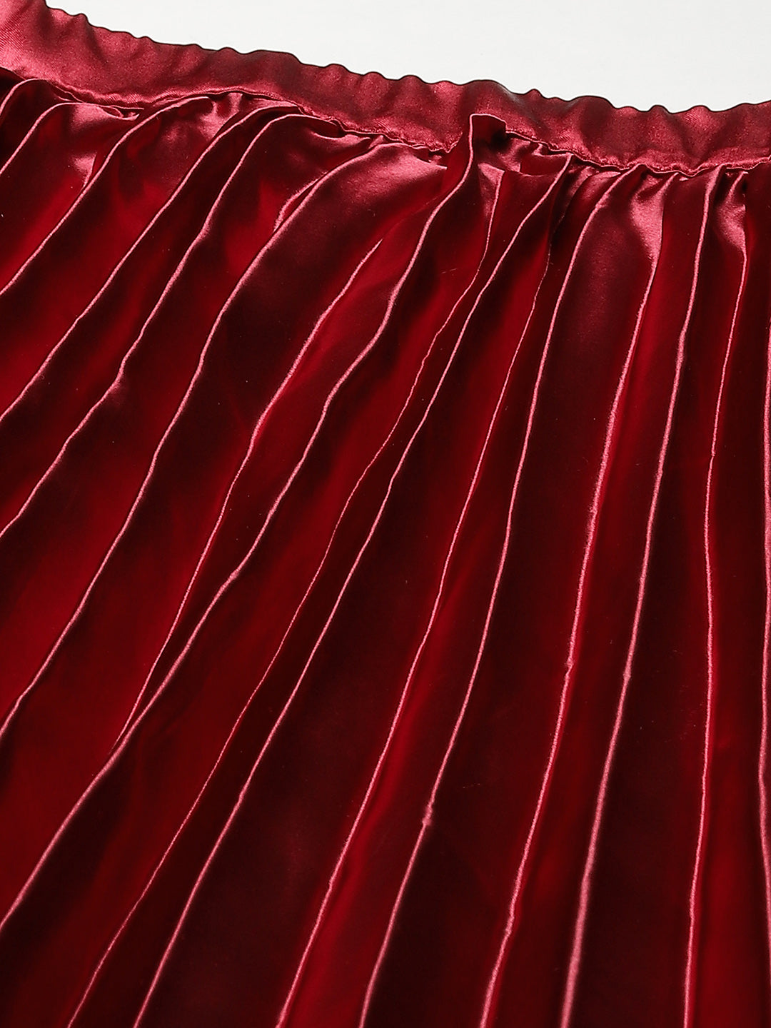 Women Solid Red Pleated Skirt