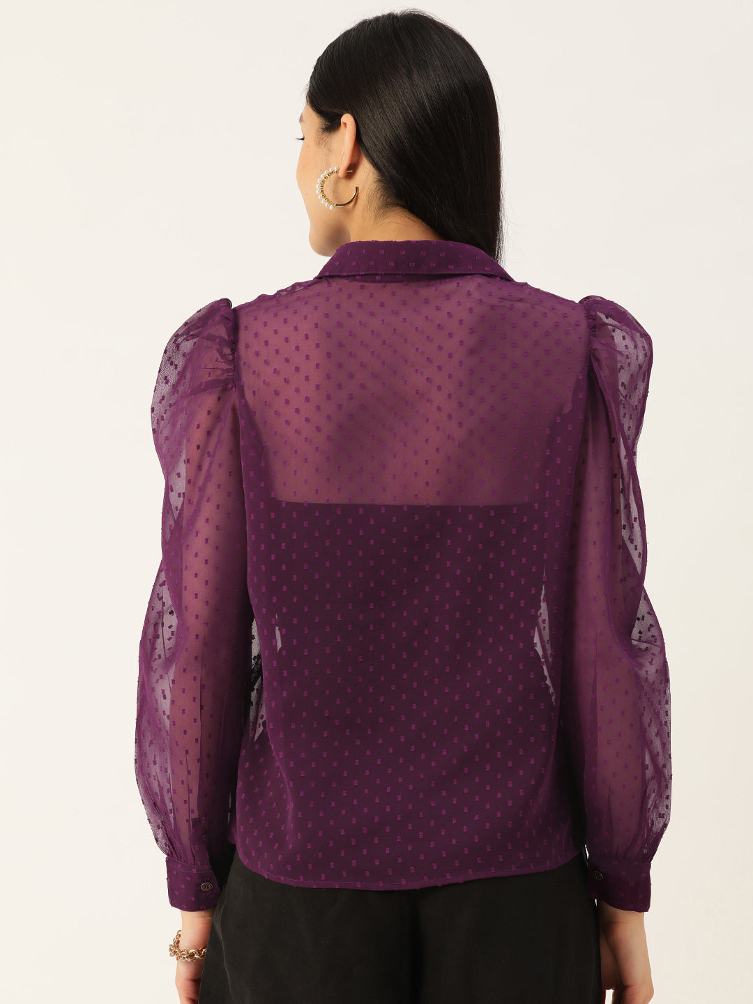 Purple Sheer Georgette Party Shirt