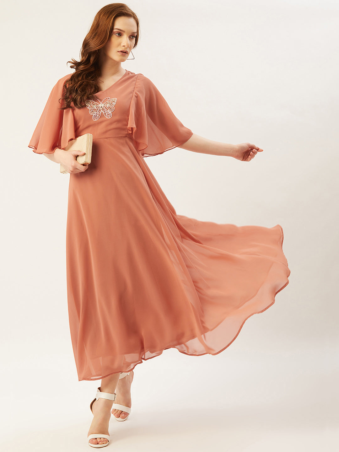 Women Maxi Peach Dress