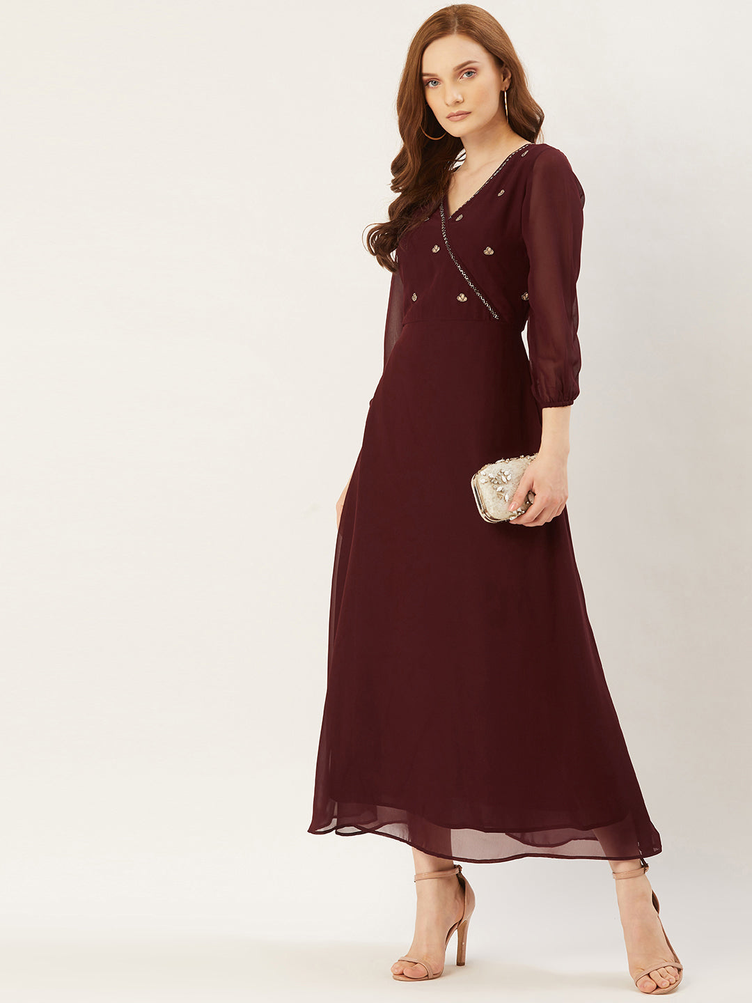 Women A-Line Maroon Dress