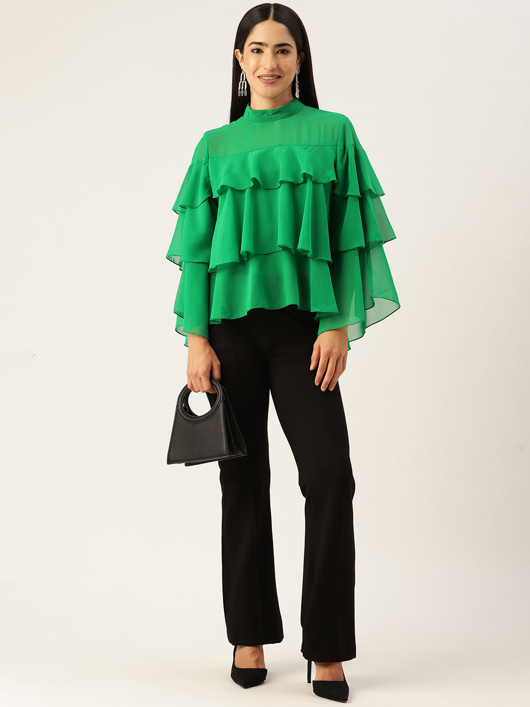 Green Layered Georgette Top